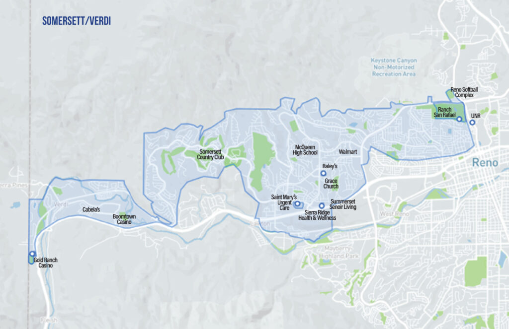 Somersett Verdi FlexRIDE service area map