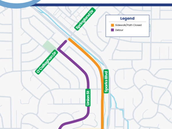 Sparks Boulevard Pedestrian Path Detours Begin January 19