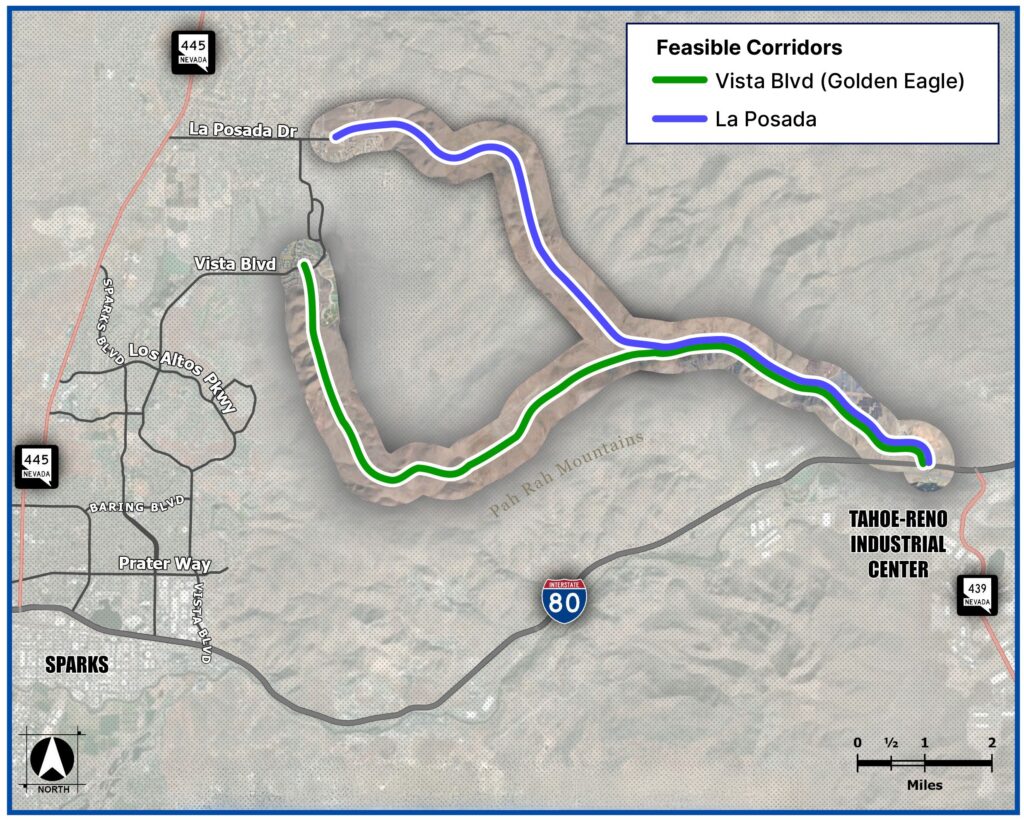 Map showing feasible corridors, contact project manager for details