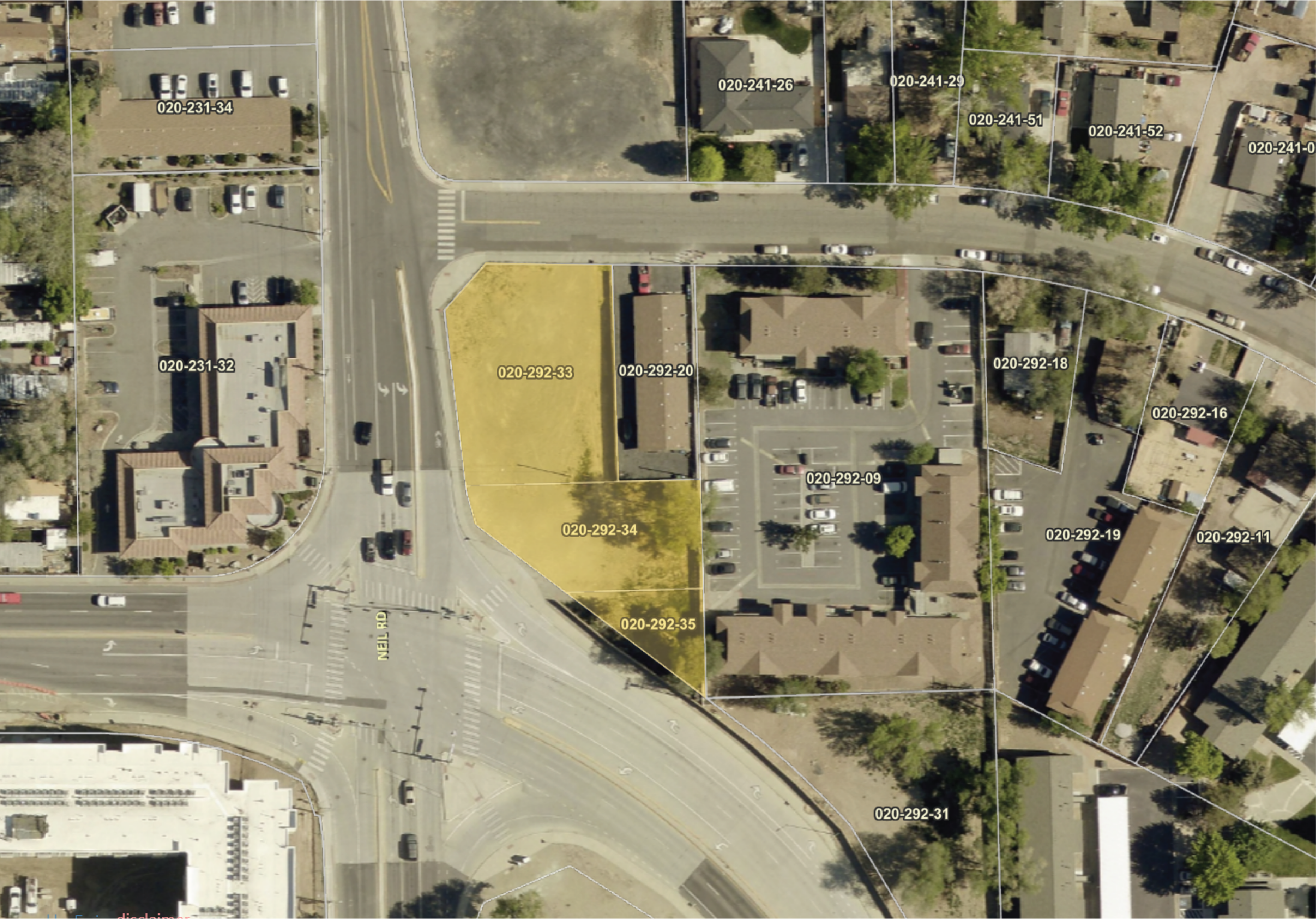 Parcel map of the three sections referenced for sale